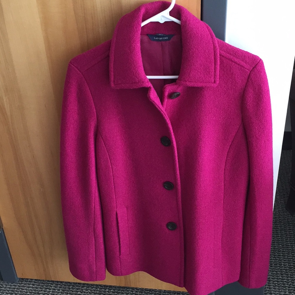 Lands’ End pink pea coat